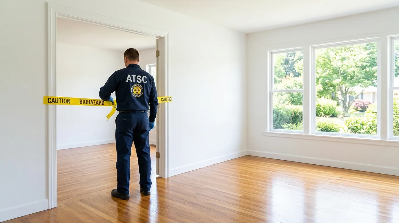 Certified biohazard cleanup crew performing Decomposition Cleanup in Fairview